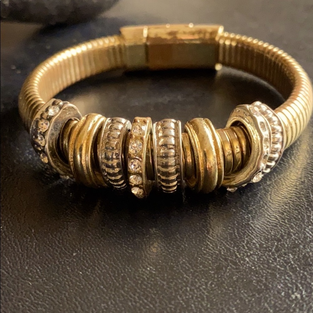 Gold Tone Diamond Accent Bracelet